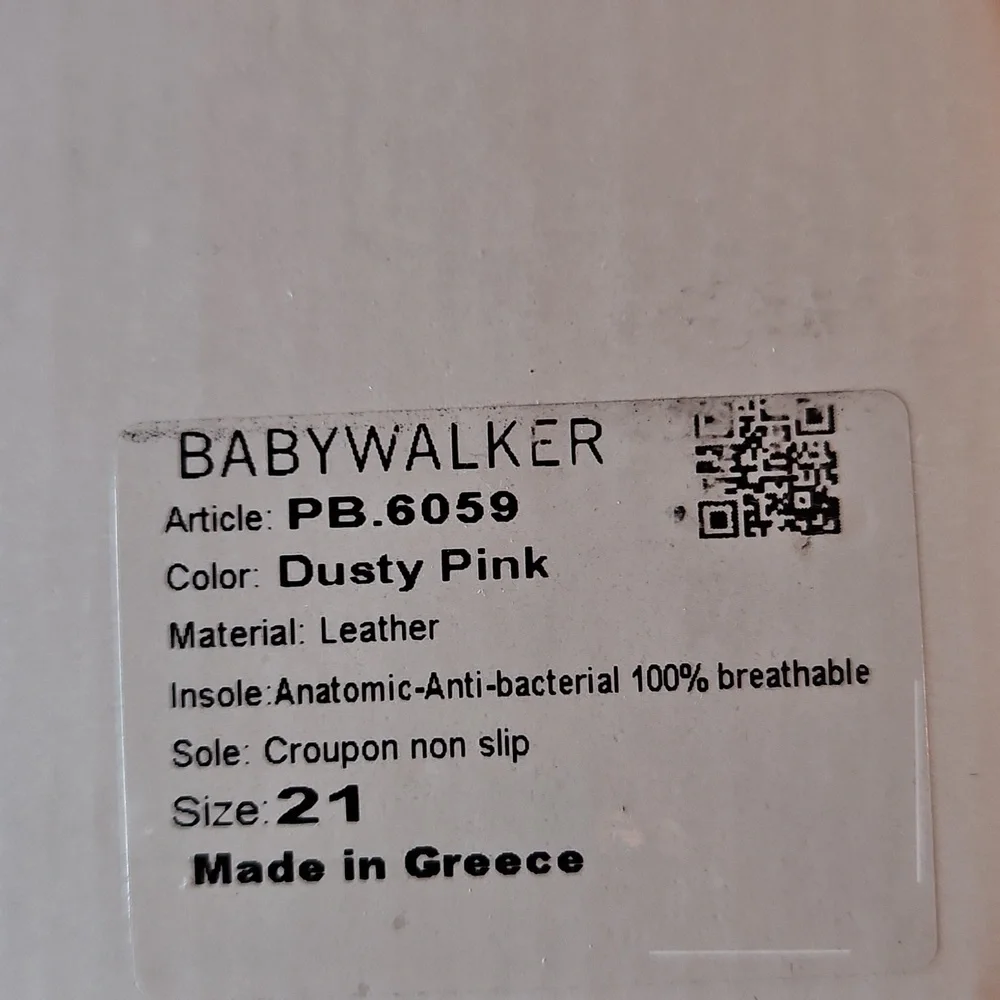 Babywalker Dusty Pink Leather Fur Jewel Baby Shoes NWT & box Greece 21 US 18-24m